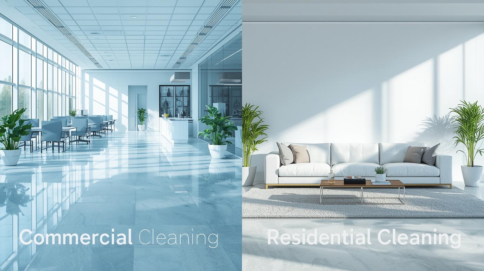 commercial & residential cleaning images with the words commercial & residential cleaning included